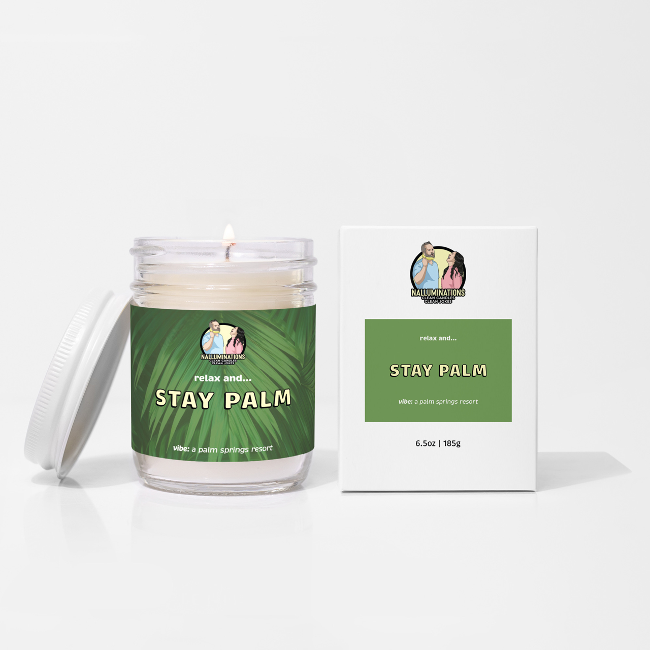 Stay Palm Candle - Green Tea & Rose Petals Scent
