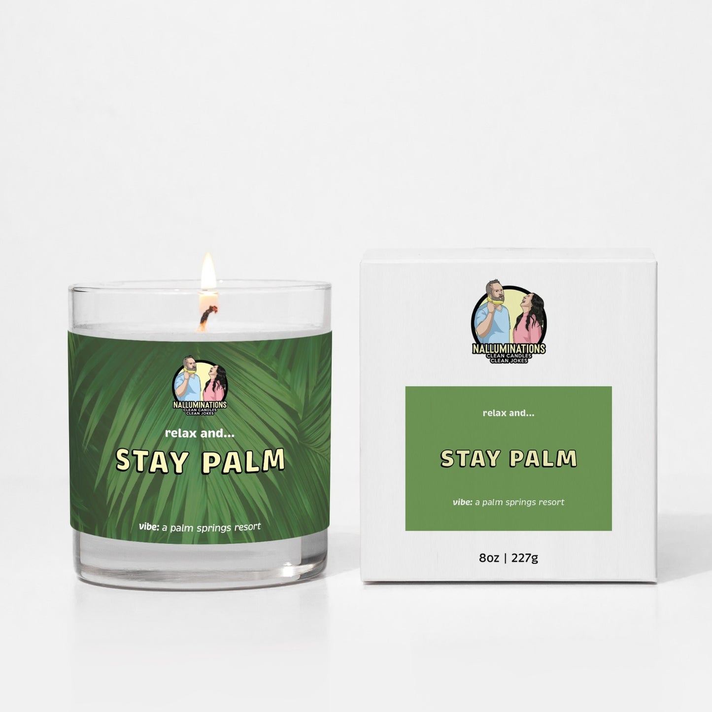 Stay Palm Candle - Green Tea & Rose Petals Scent