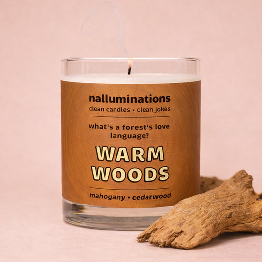 Warm Woods Funny Candle – Mahogany and Cedarwood Scent