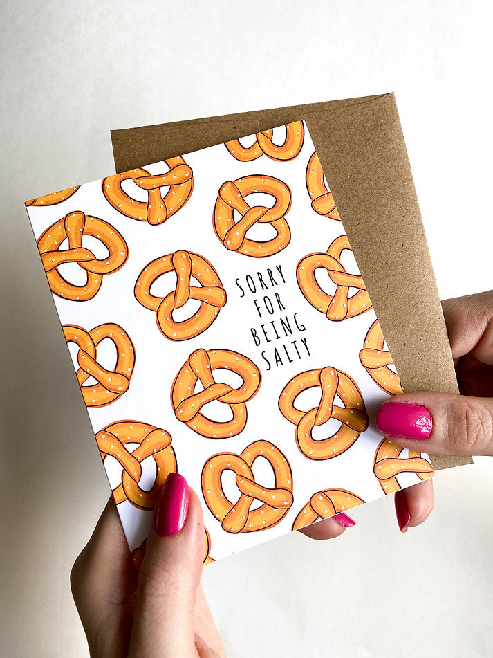Sorry for Being Salty Funny Apology Card, Pretzel Apology Card