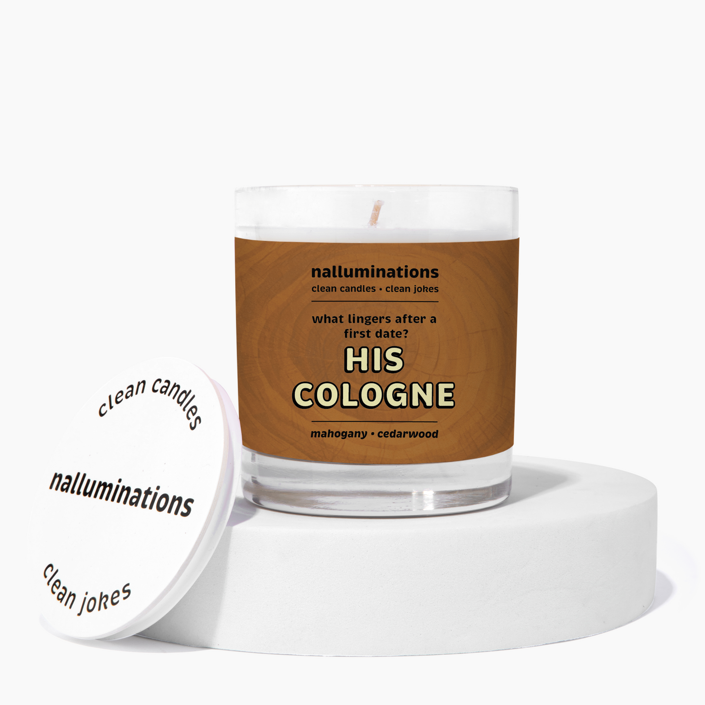 His Cologne Funny Candle – Mahogany and Cedarwood Scent